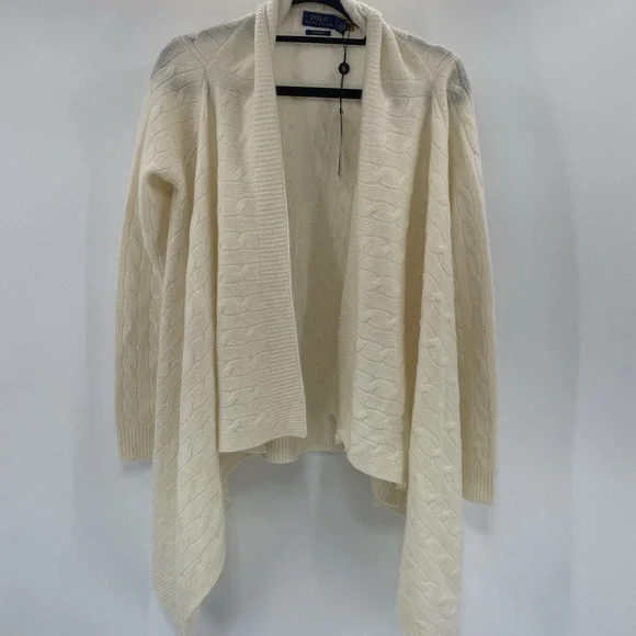 NEW Polo Ralph Lauren Sweater Womens Small Cream Cardigan Cashmere Open Front